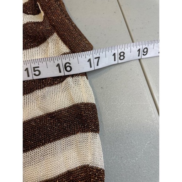 Vintage 90s WR Copper Sparkle Stretch Knit Pullover Cap Sleeve Top Sz LP - Picture 7 of 9